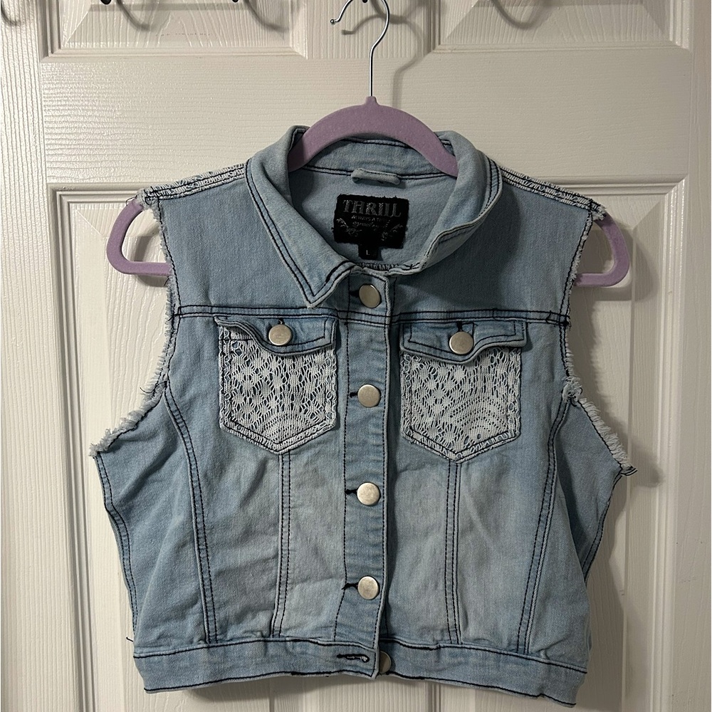 Thrill Cropped Denim Vest